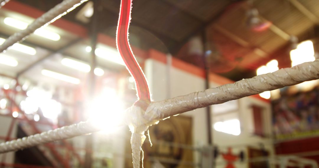 Sunlit Boxing Ring with Ropes and Warehouse Interior - Free Images, Stock Photos and Pictures on Pikwizard.com