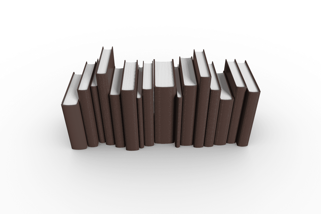 Transparent Illustration of Books in Row with Brown Covers