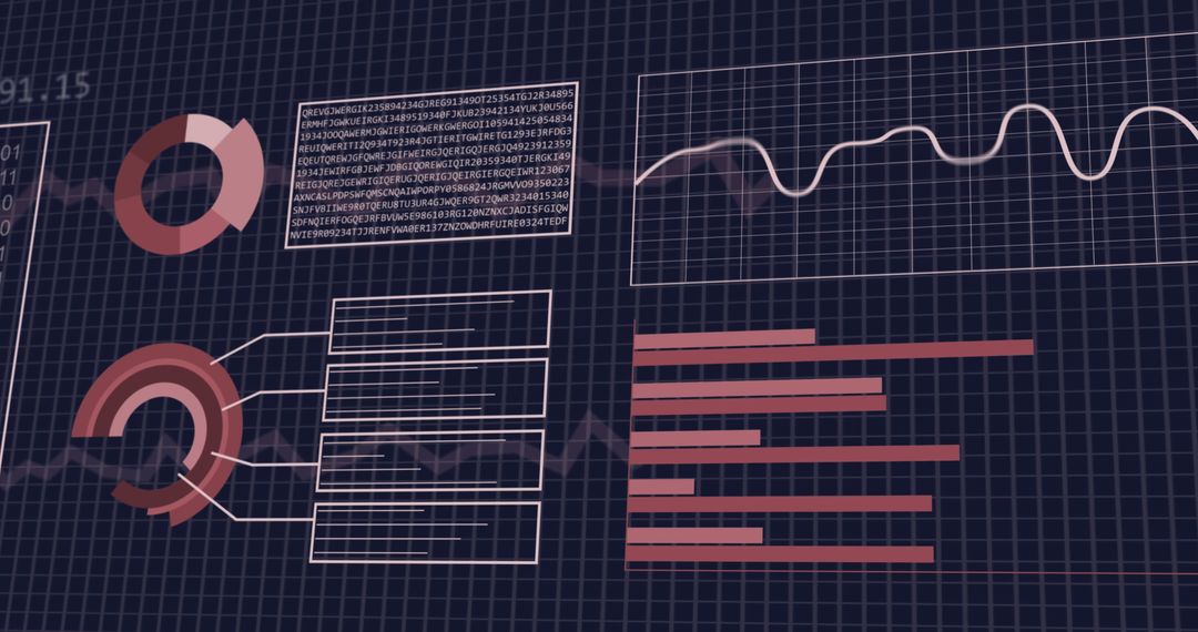 Digital Interface with Data Charts on Grid Background
