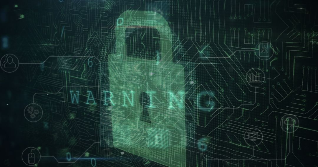 Data Encryption and Cyber Security Padlock Overlay