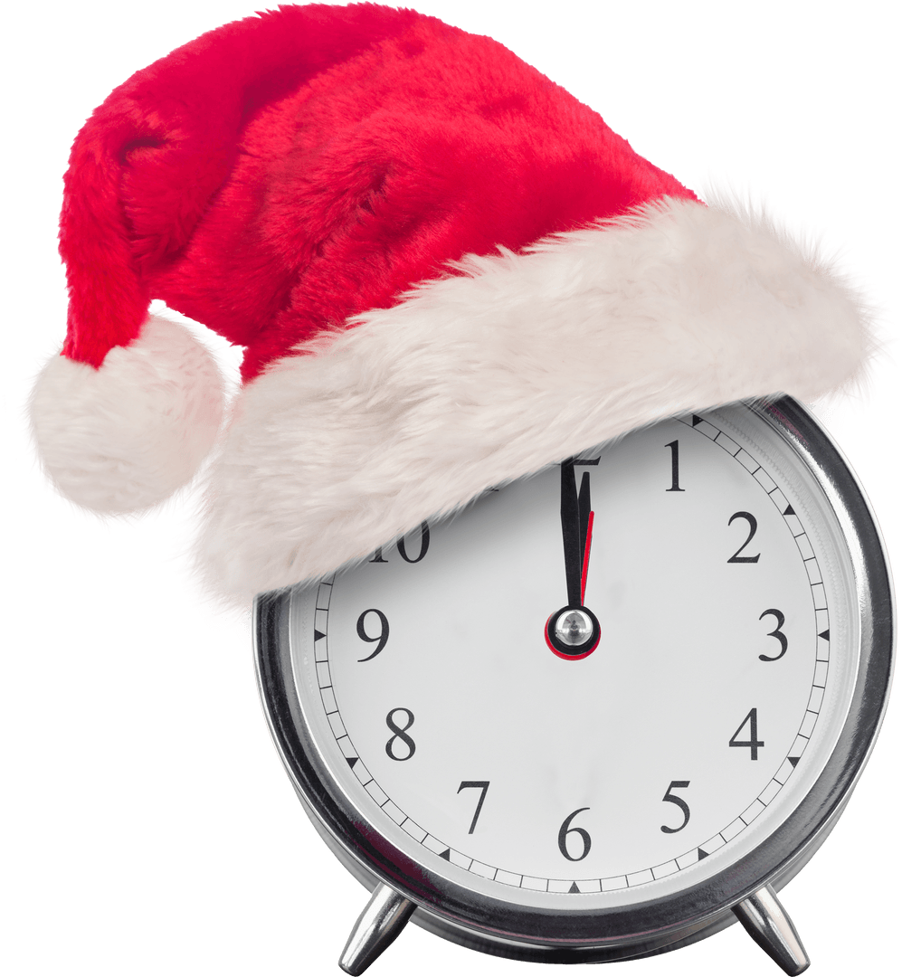 Transparent Alarm Clock in Santa Hat Christmas Theme