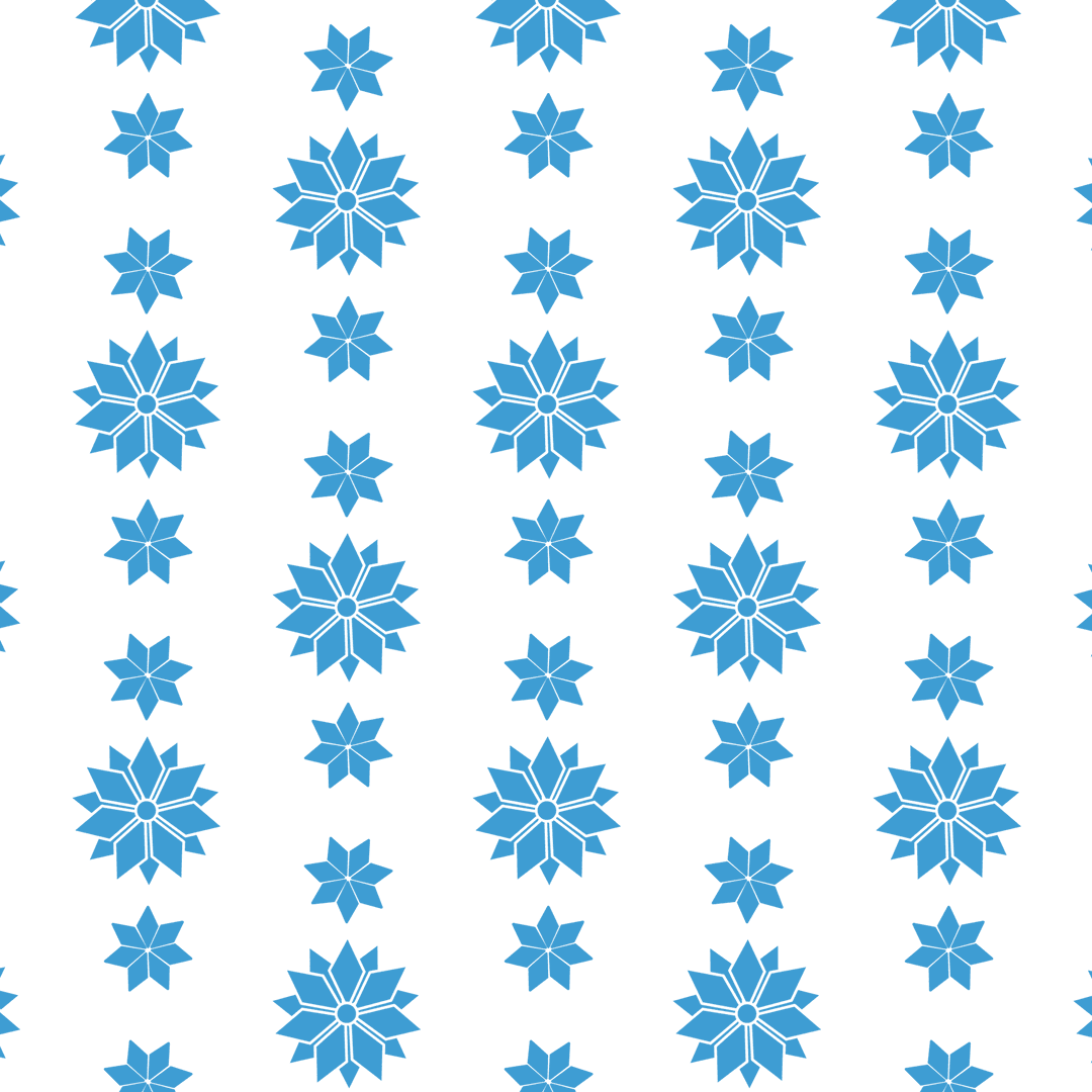 Seamless Blue Flower Row Pattern on Transparent Background