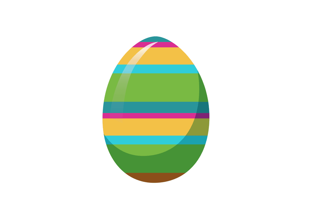 Colorful Easter Egg with Stripes on Transparent Background
