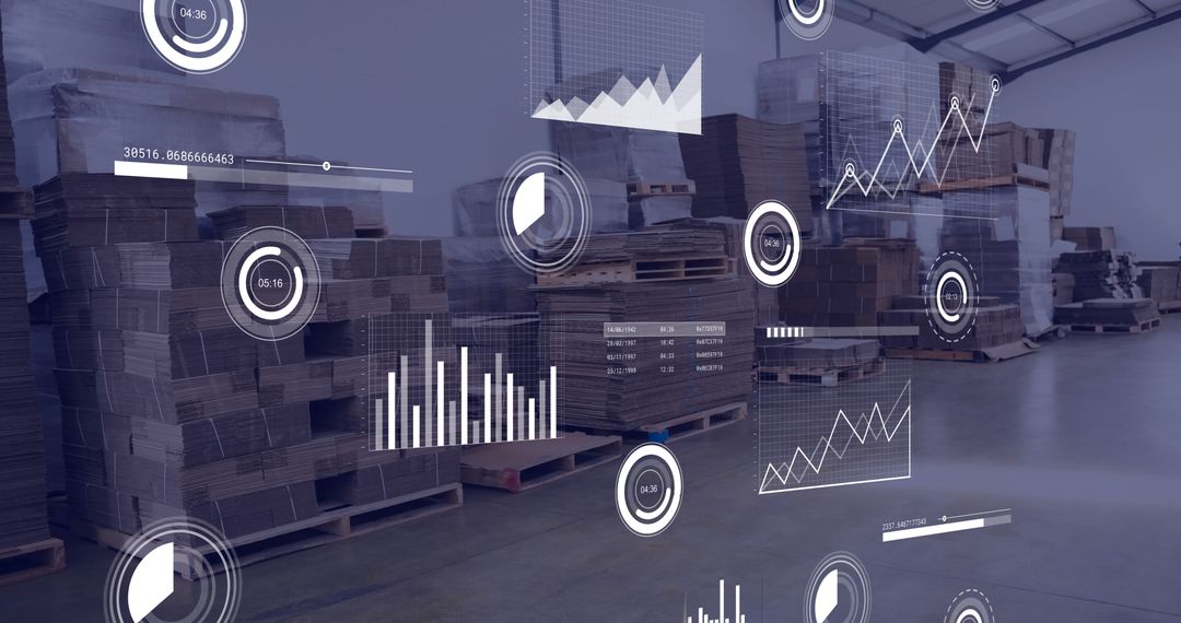 Warehouse Inventory with Virtual Data Overlay in Industrial Setting