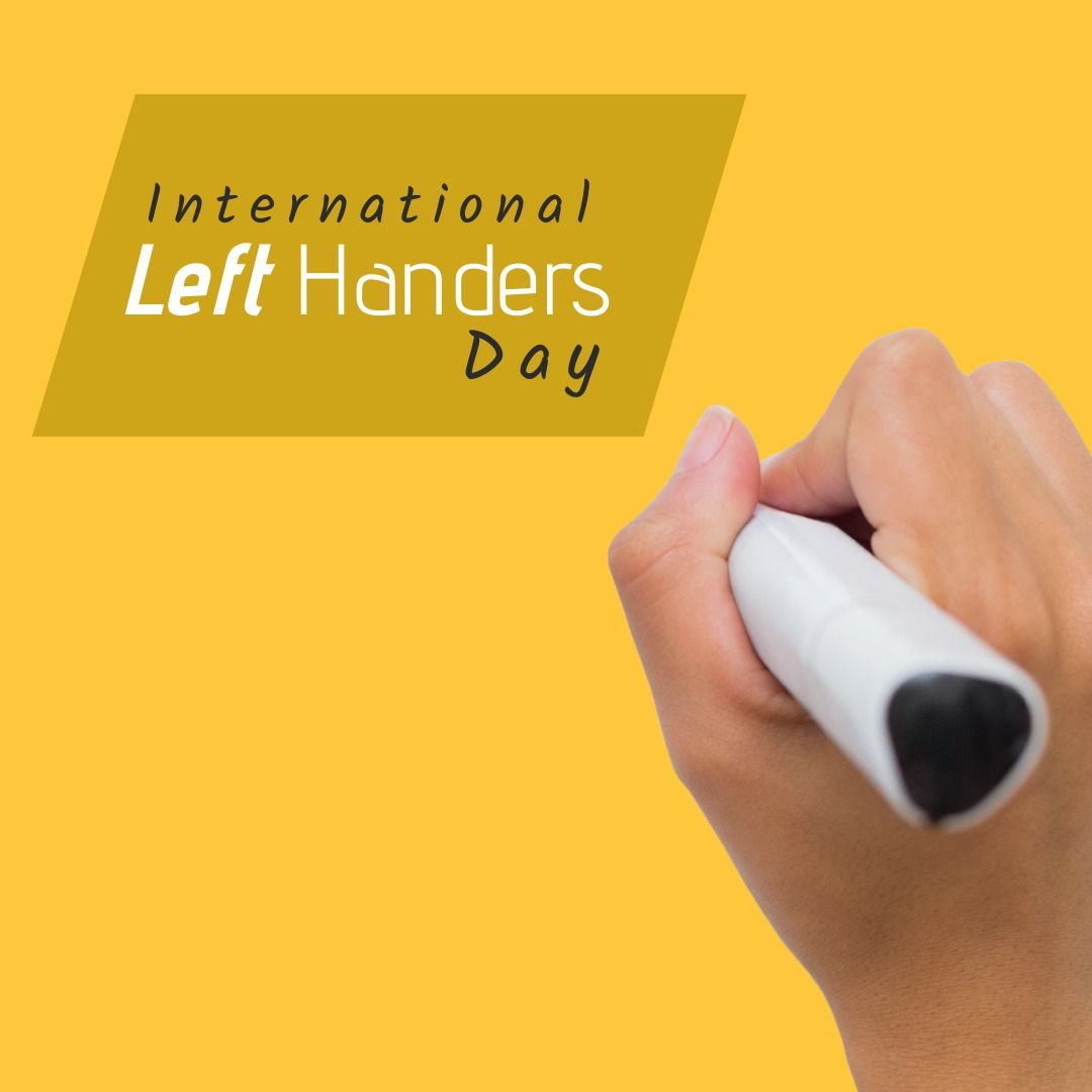 Cropped hand of caucasian person holding felt-tip pen and international left handers day text - Download Free Stock Templates Pikwizard.com
