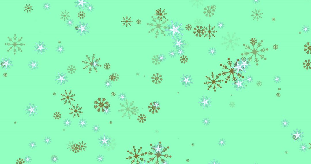 Festive Snowflake Patterns on Mint Green Background for Winter