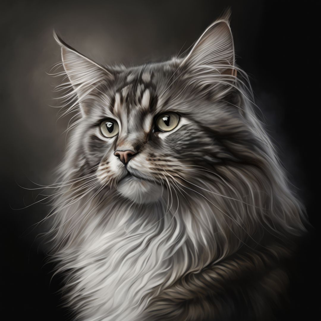 Close-up Portrait of a Majestic Maine Coon Cat with Fluffy Fur - Free Images, Stock Photos and Pictures on Pikwizard.com