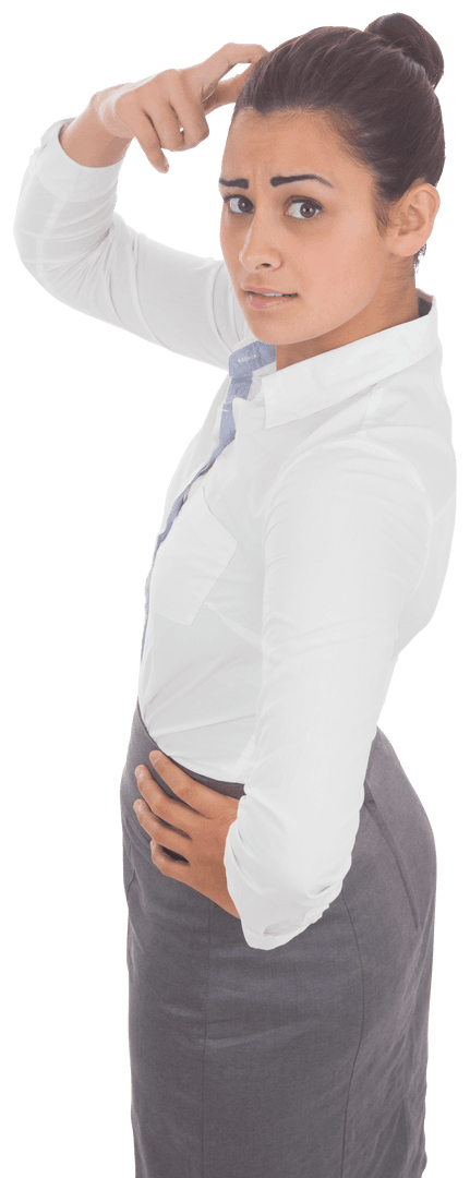 Confused Businesswoman Scratching Head Transparent Background
