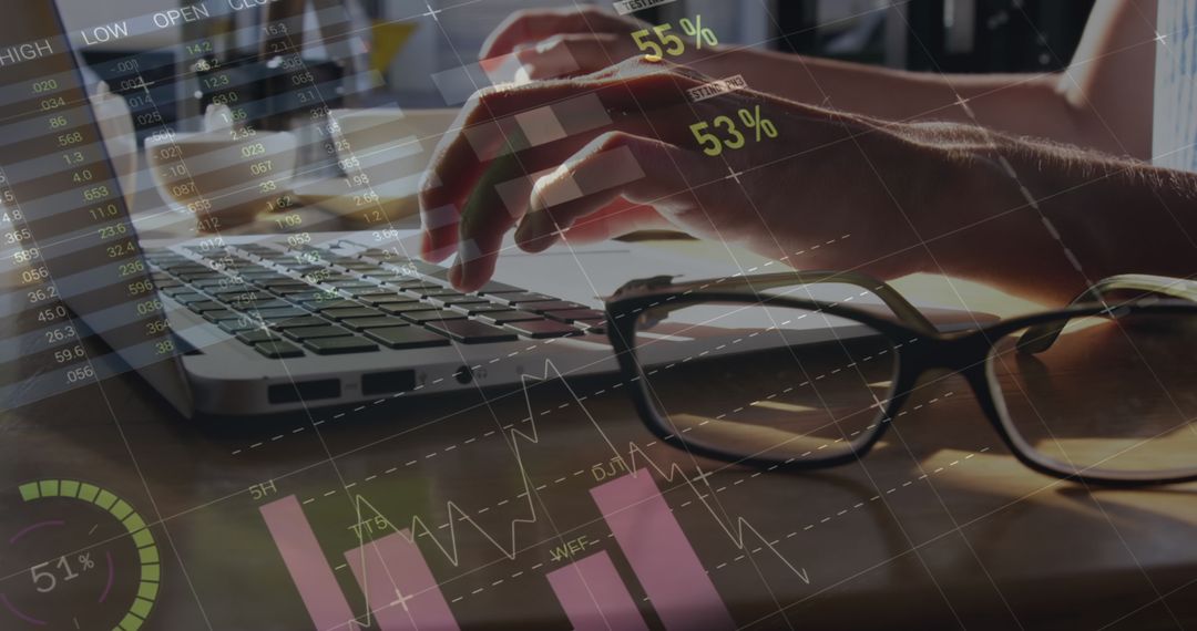 Data Analysis Digital Interface with Laptop