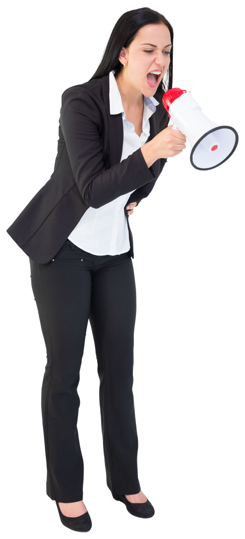 Transparent Businesswoman Shouting with Megaphone, Expressing Emotion - Download Free Stock Images Pikwizard.com