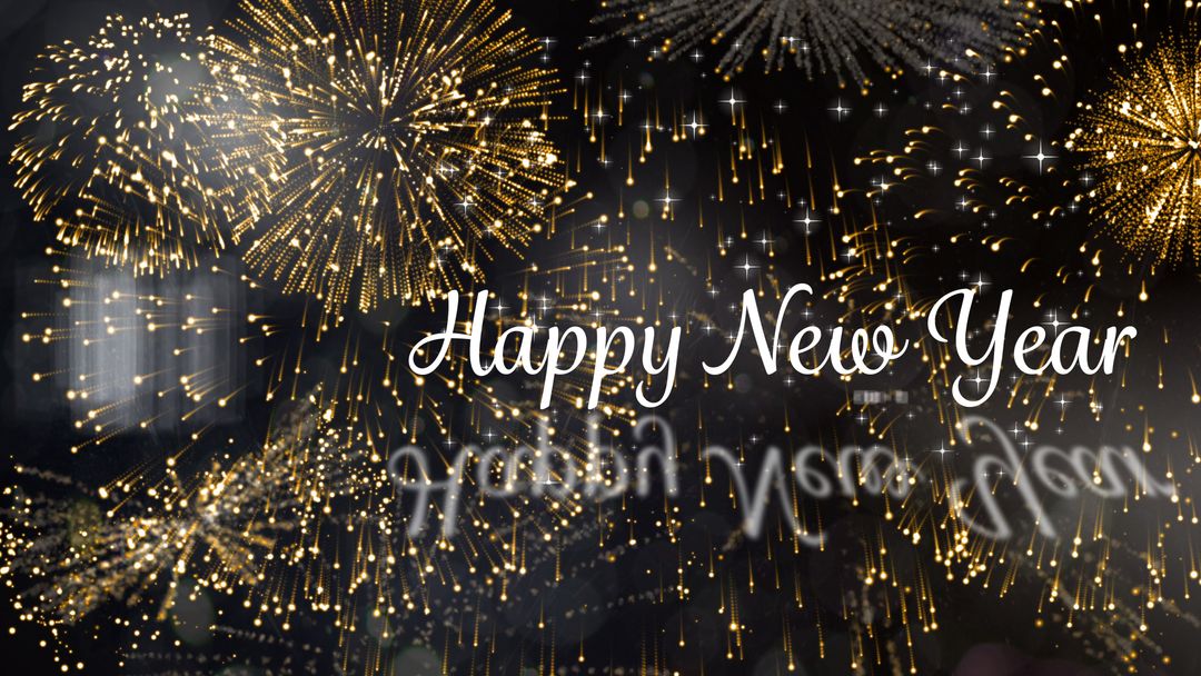 Golden Fireworks Showcasing New Year Celebration
