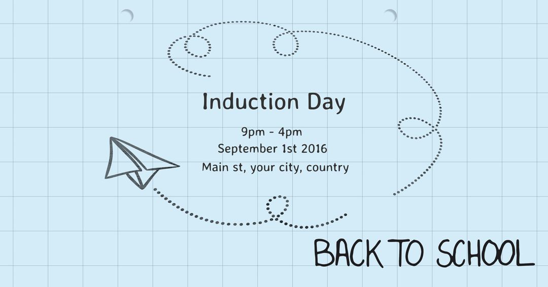 School Induction Day Flyer with Paper Airplane Illustration - Download Free Stock Templates Pikwizard.com