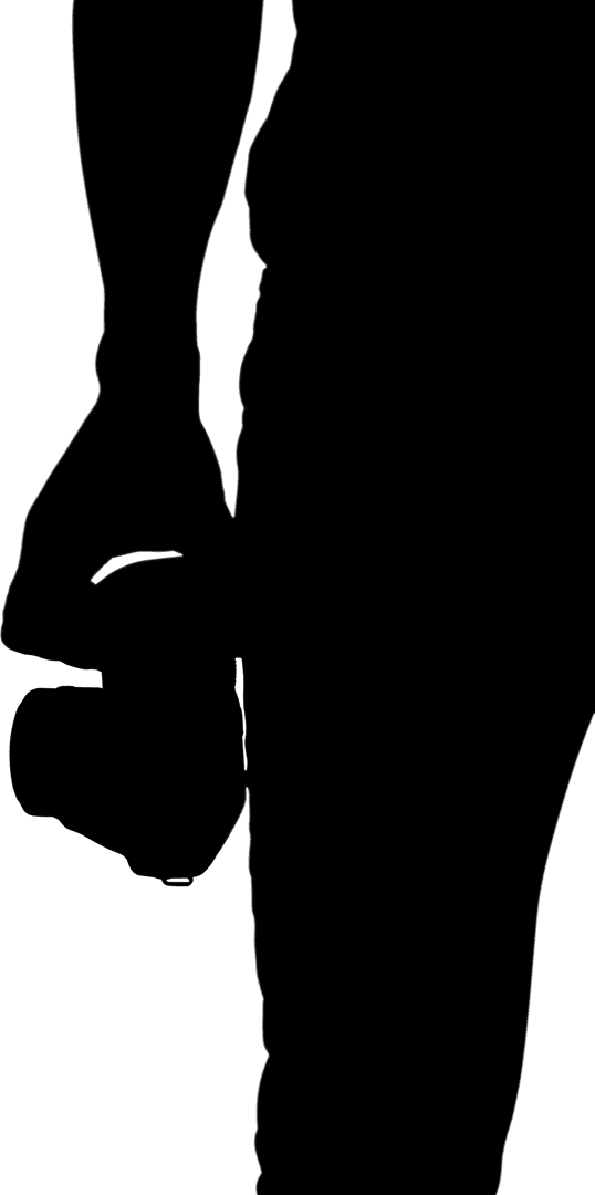 Photographer Silhouette Holding Camera on Transparent Background