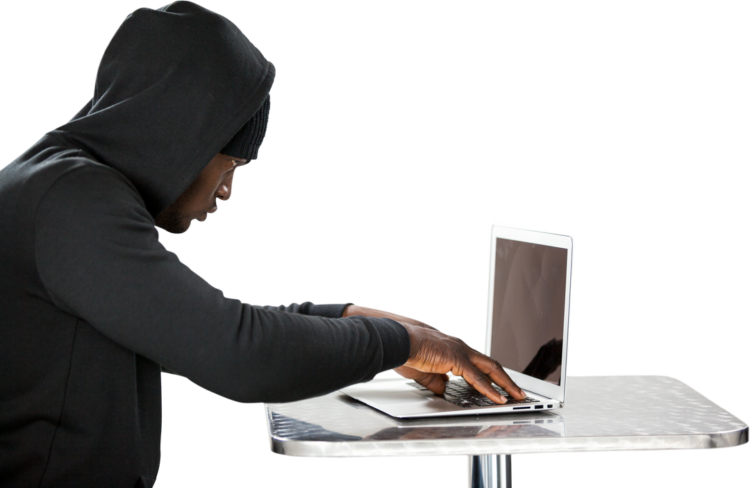 Transparent Male Hacker Typing on Laptop, Isolated Scene - Download Free Stock Images Pikwizard.com