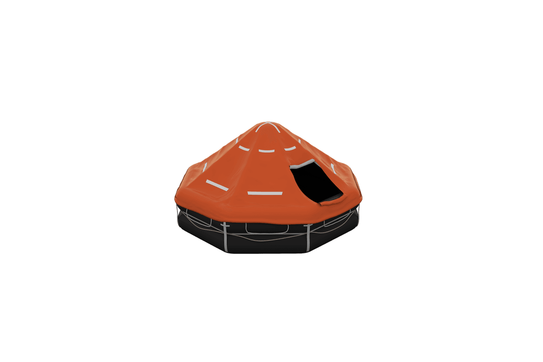 Transparent Orange Lifeboat Tent with Open Canopy