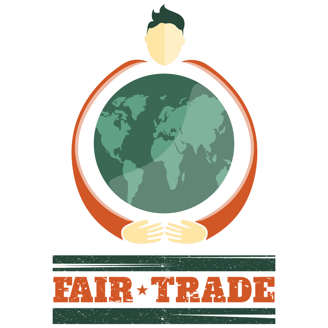 Fair Trade Transparent Logo with Global Illustration