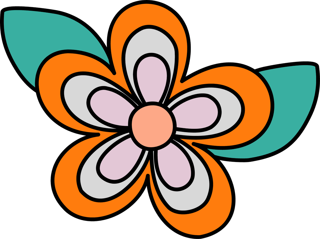 Modern Layered Orange Flower Vector with Transparent Background