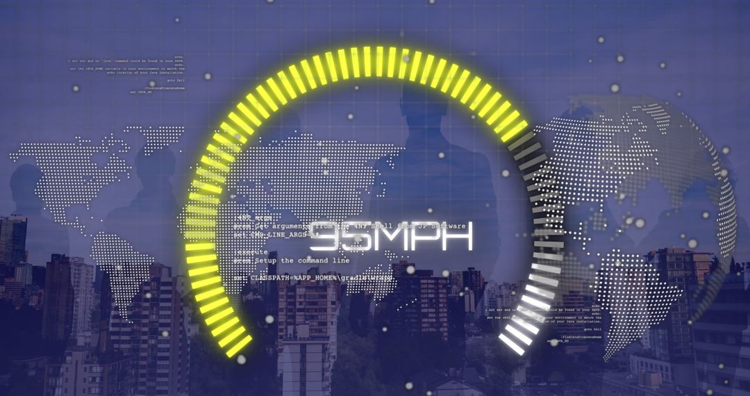 High-Tech Global Energy and Transportation Speedometer Display
