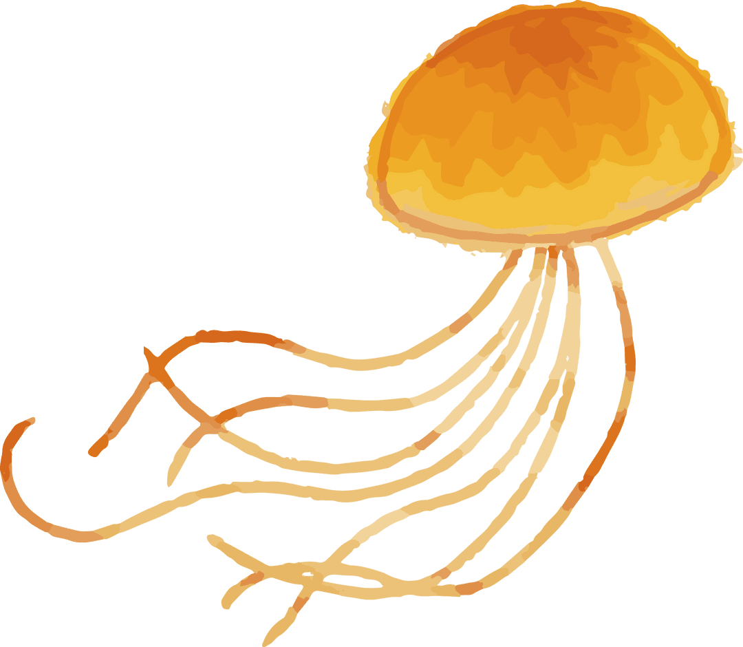 Vibrant Gradient Jellyfish on Transparent Background