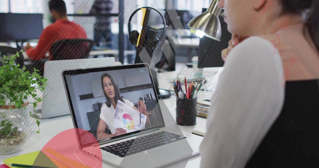 Professional Collaboration in Modern Workspace with Online Presentation