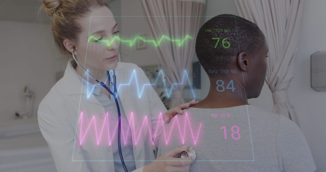 Doctor Monitoring Patient Vital Signs with Advanced Technology