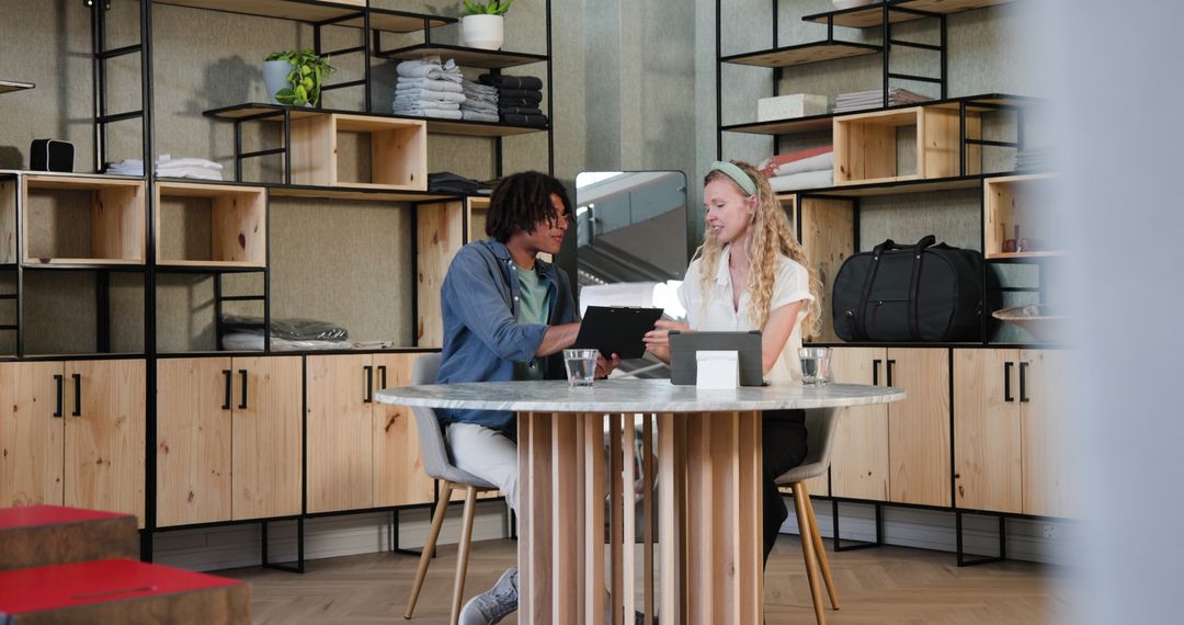 Business Team Discussing Project at Cozy Office Workspace