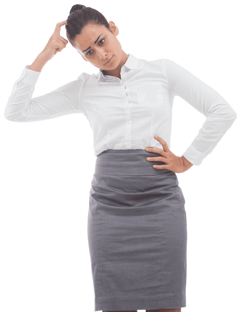 Transparent Businesswoman Thinking Wondering Problem Solving