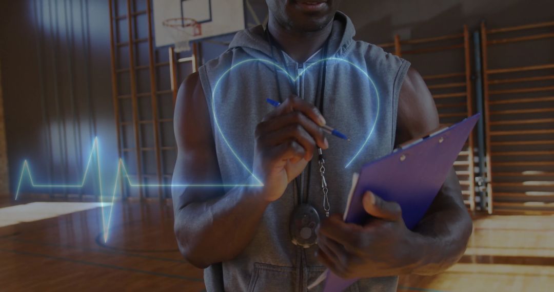 Dedicated Fitness Coach Tracking Heartbeat for Optimal Performance