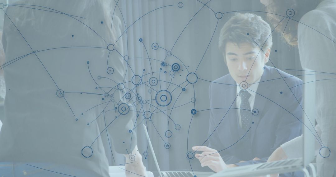 Business Team Analyzing Network Connections in Modern Office