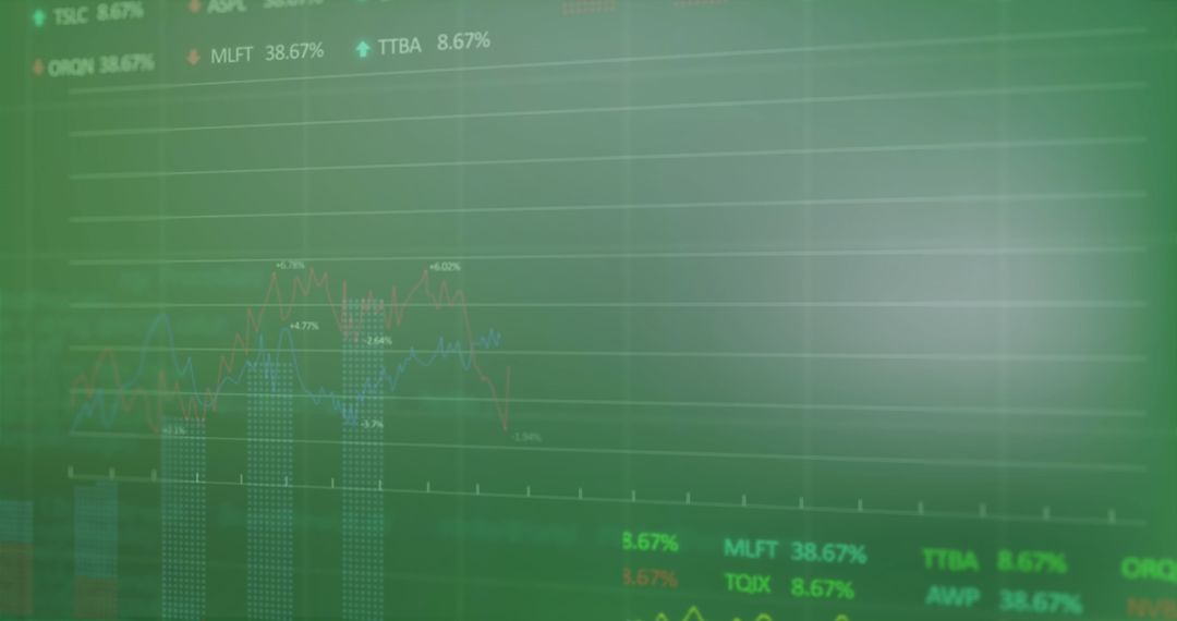 Green Holographic Stock Market Data Visualization