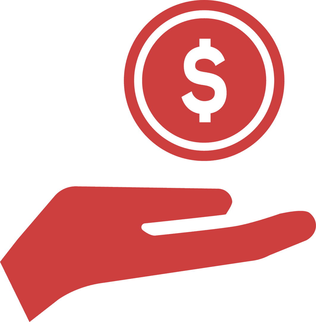 Red Hand and Dollar Coin on Transparent Background Illustration