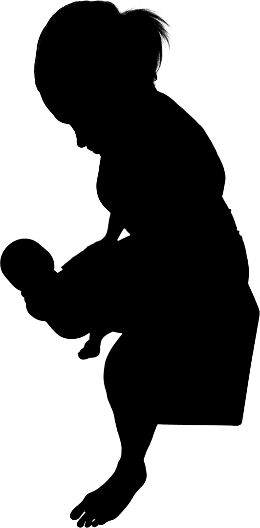 Black Silhouette of Woman on Transparent Background for Family Concepts