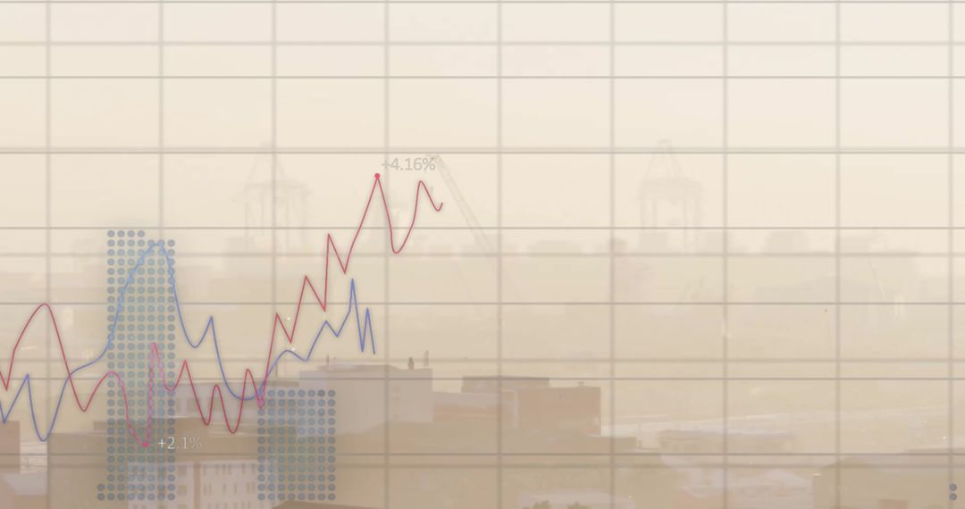 Dynamic Financial Data Over Cityscape Illustrates Global Connectivity