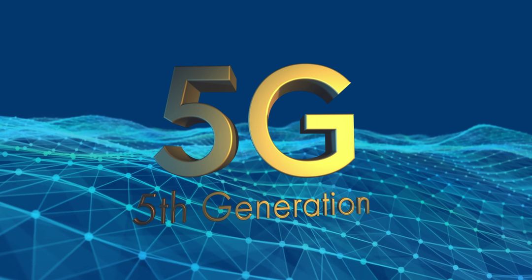 5G Technology Text with Digital Network Background