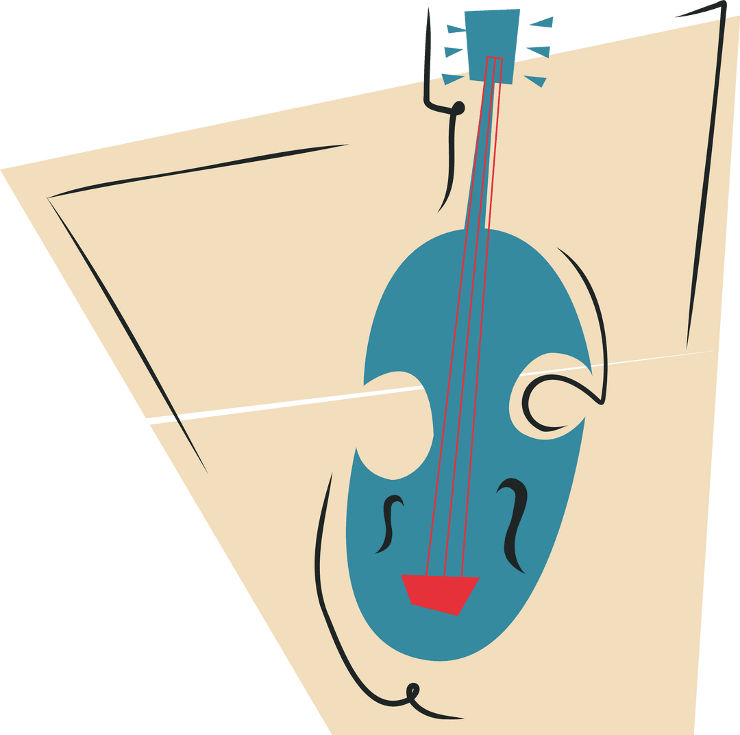 Stylized Abstract Violin on Transparent Background for Creative Design