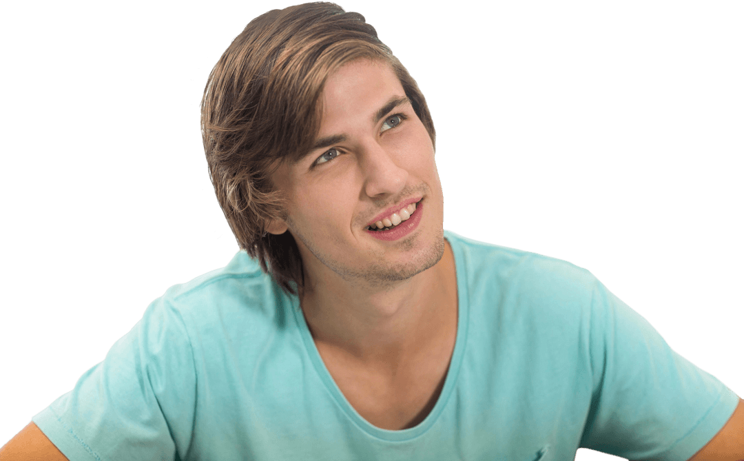 Transparent Image Young Thoughtful Student Looking Away