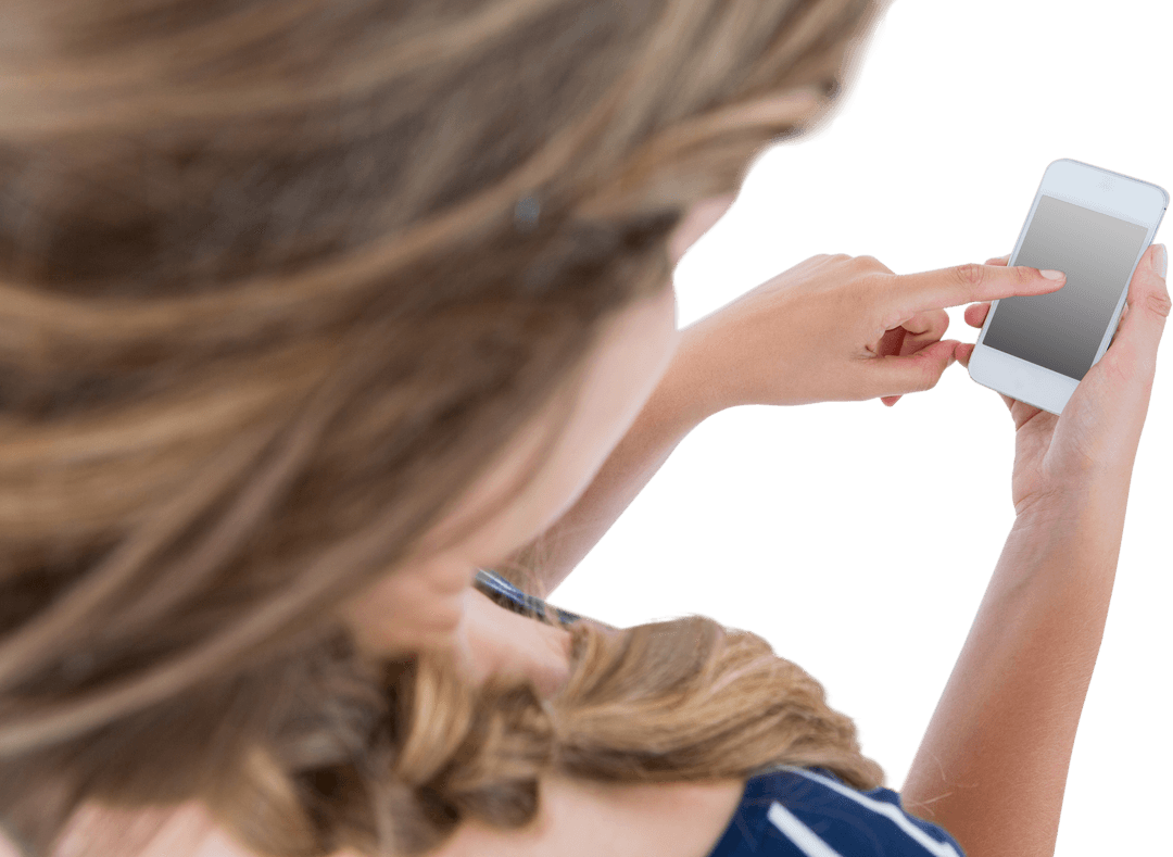 Transparent View of Woman Using Smartphone