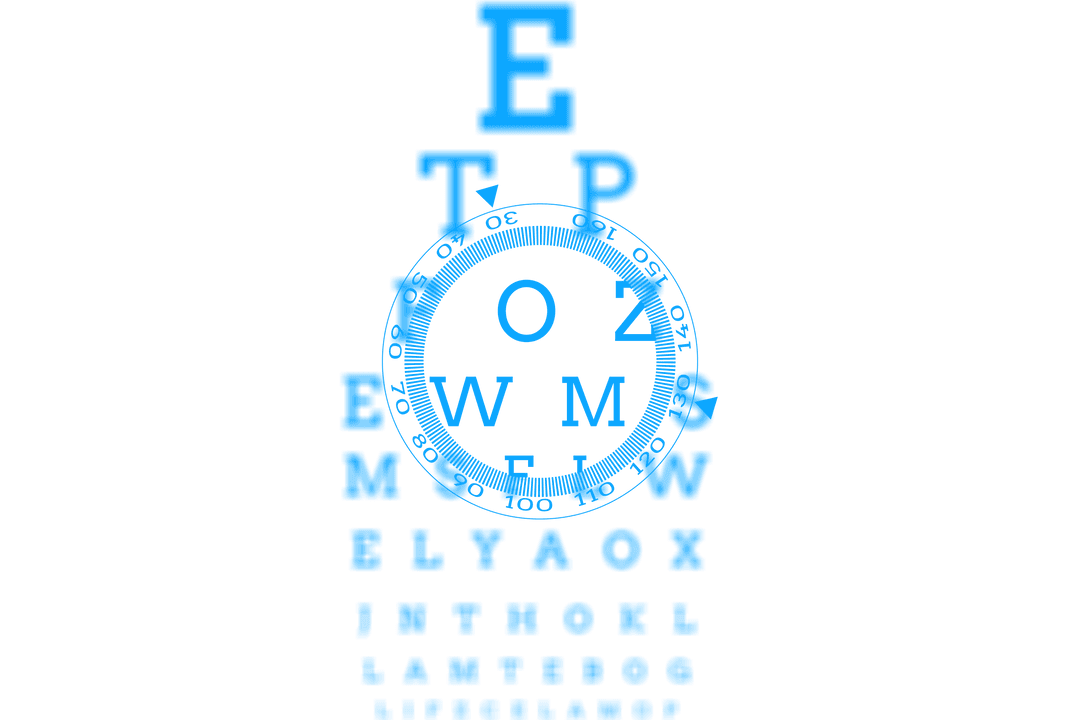 Digital Retina Eye Chart Illustration on Transparent Background
