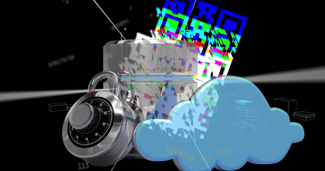 Data Security Technology Concept with QR Code and Padlock