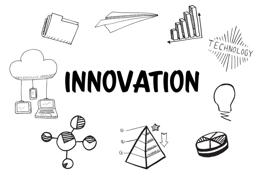 Transparent Innovation Icons with Various Business Symbols