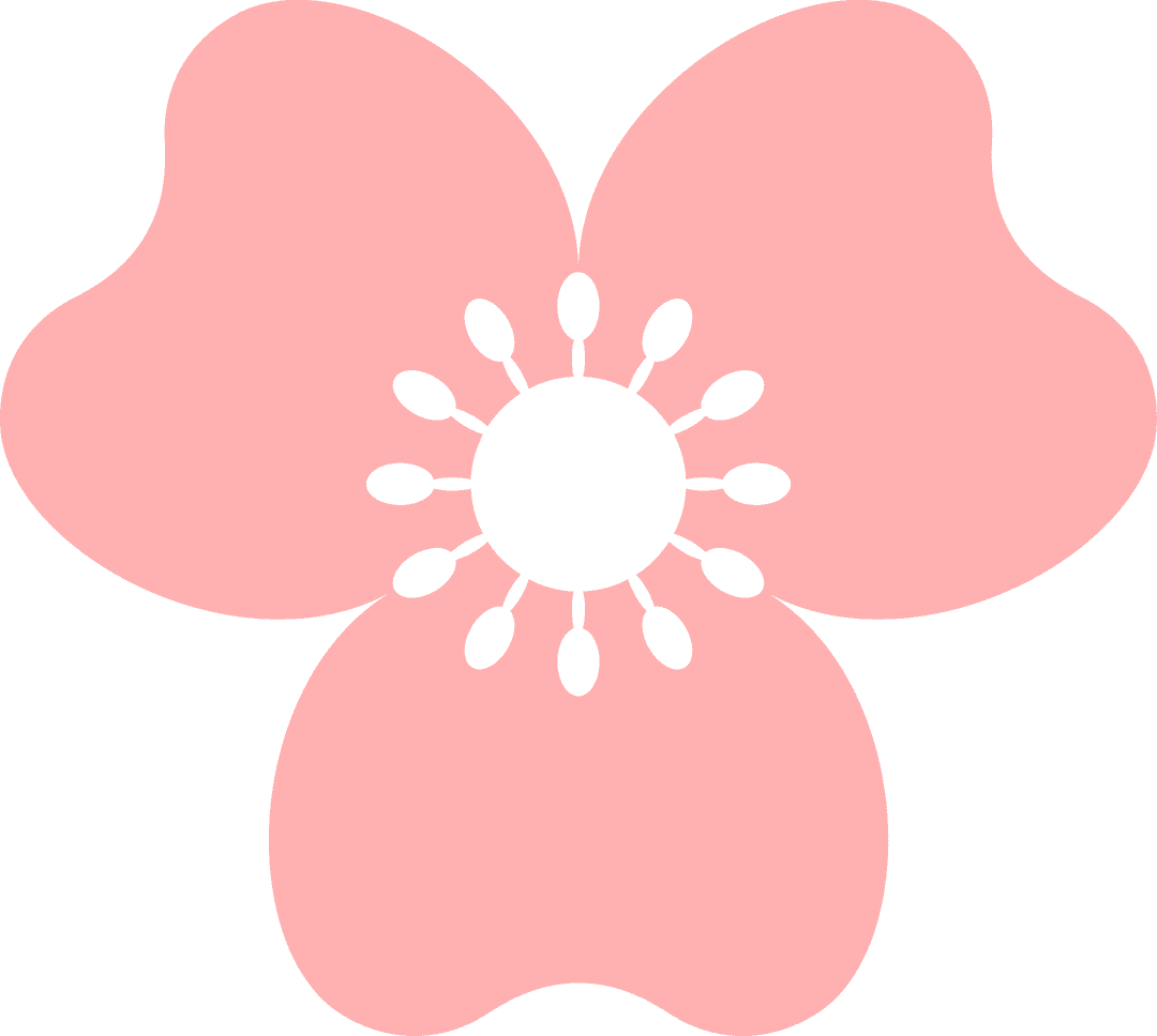 Flat Red Flower Icon with Three Petals on Transparent Background