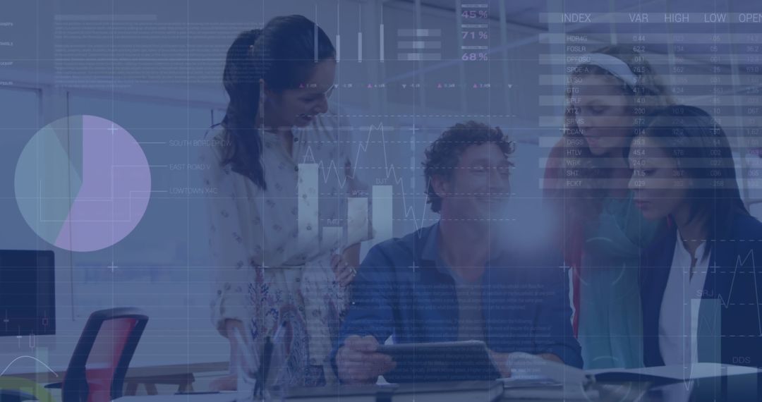 Diverse Team Collaborating in Tech-Driven Work Environment