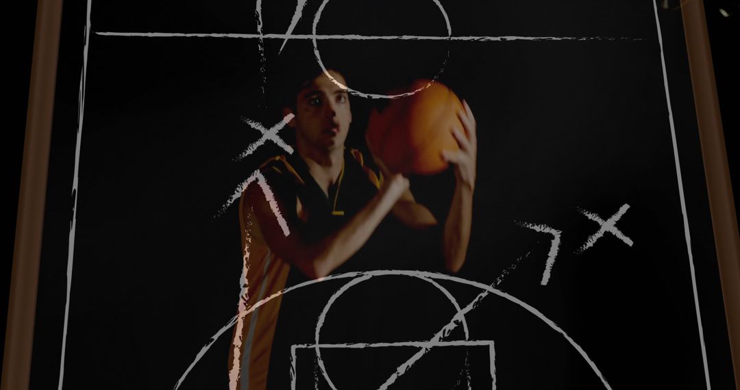 Basketball Player and Strategic Play Diagram Overlap