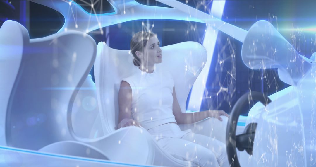 Futuristic Car Interior with Woman in Self-Driving Vehicle - Free Images, Stock Photos and Pictures on Pikwizard.com