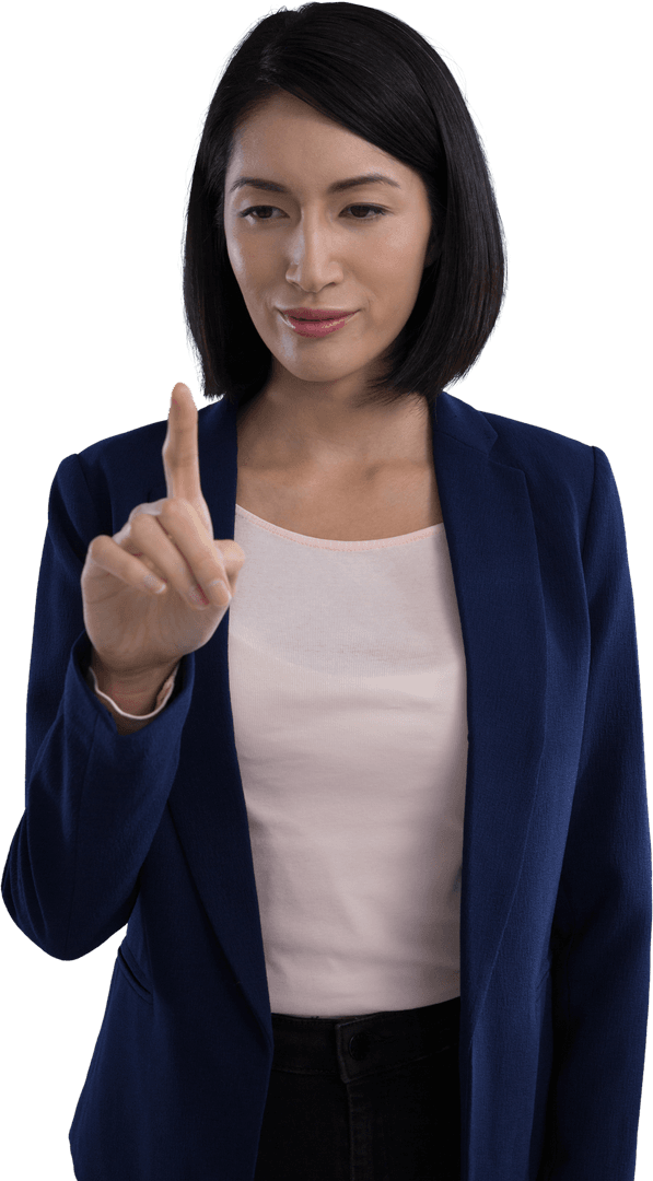 Professional Businesswoman Interacting with Transparent Technology