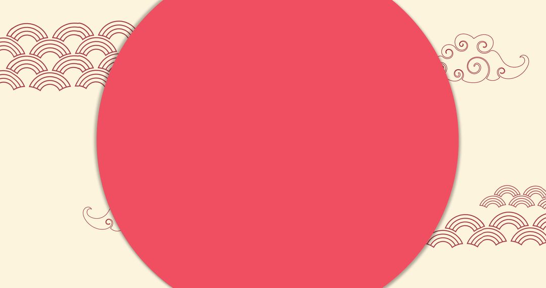 Red Circle Design on Traditional Chinese Pattern Background