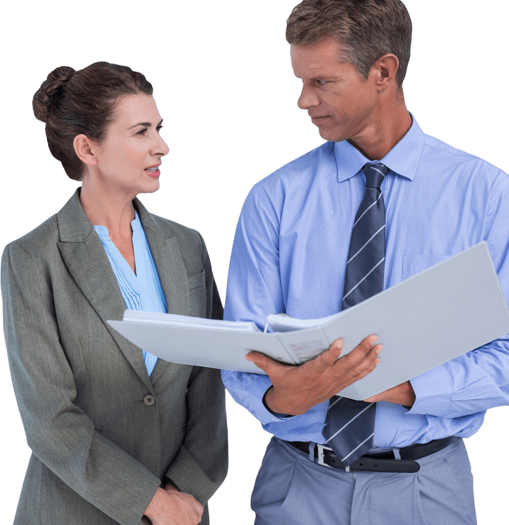 Transparent Business Team Discussing Ideas with Documents