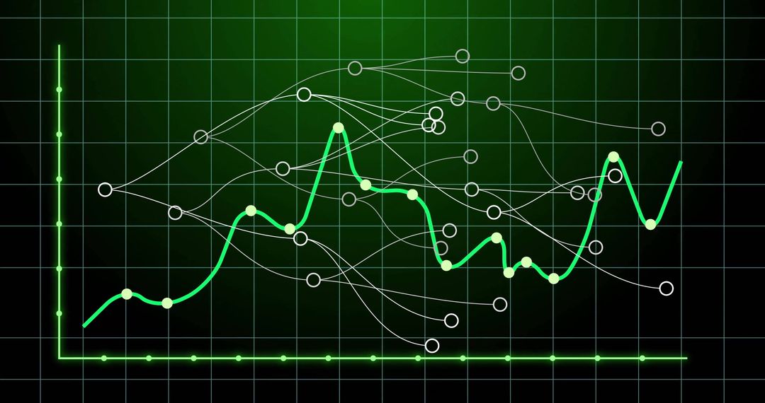 Dynamic Green Line Chart on Black Grid Background