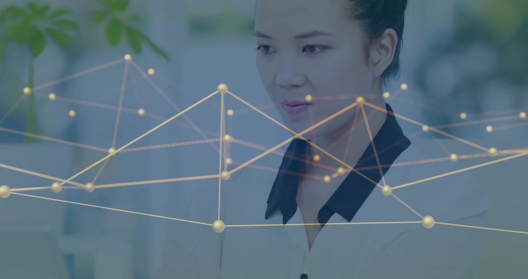 Woman Analyzing Digital Data Connectivity in Office