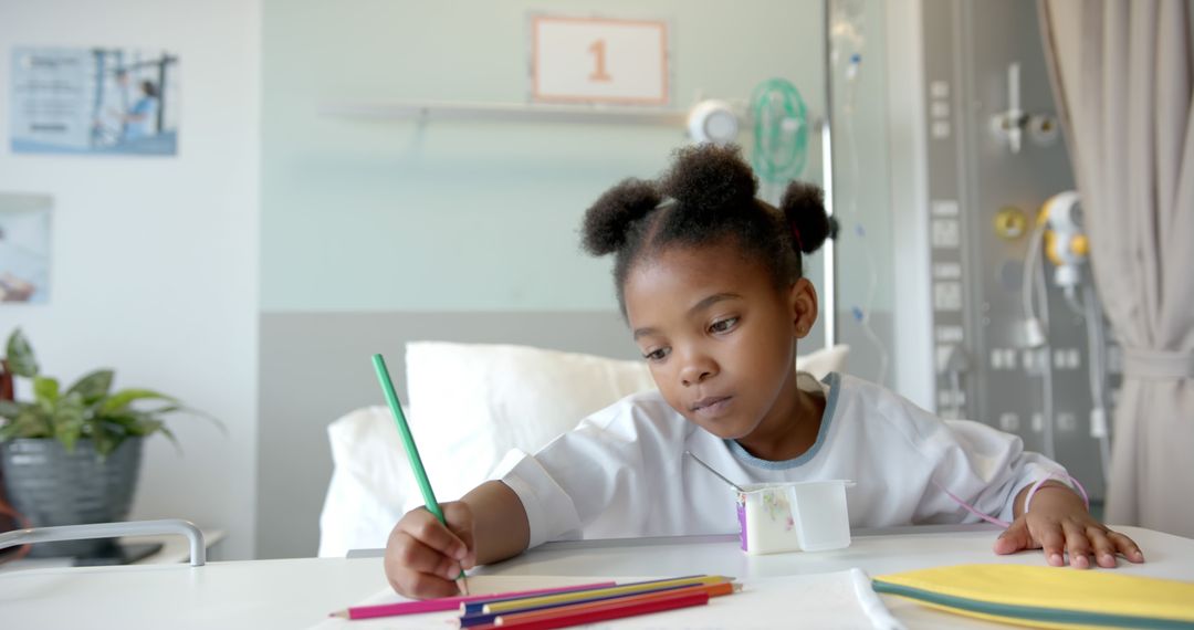 Child Patient Drawing in Hospital Room - Free Images, Stock Photos and Pictures on Pikwizard.com